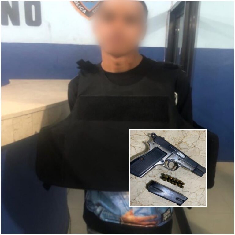 Apresan hombre con pistola ilegal y chaleco antibalas en La Romana
