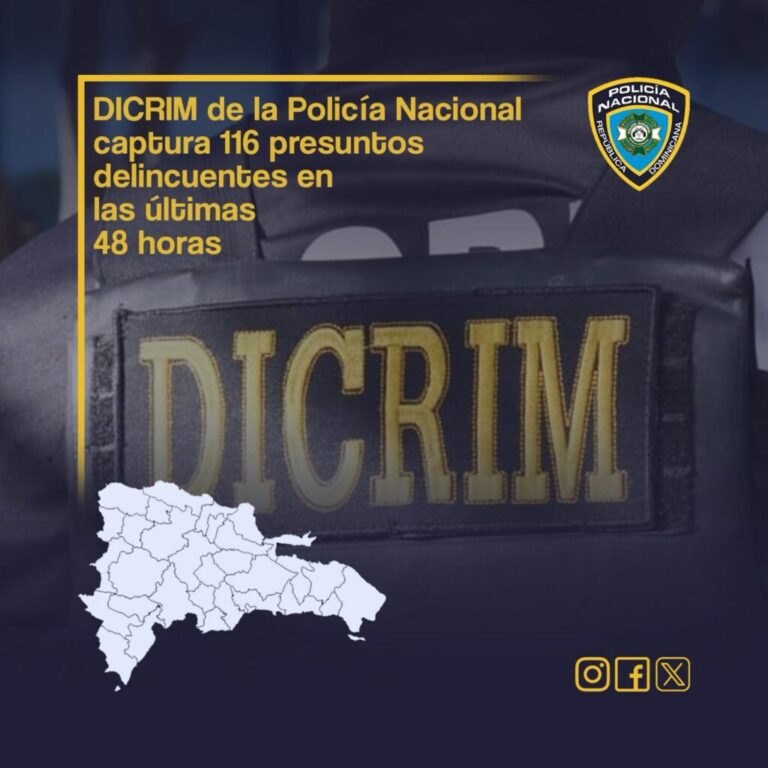 Policiales: DICRIM de la Policía Nacional captura 116 presuntos delincuentes en las últimas 48 horas. – Policía Nacional Dominicana