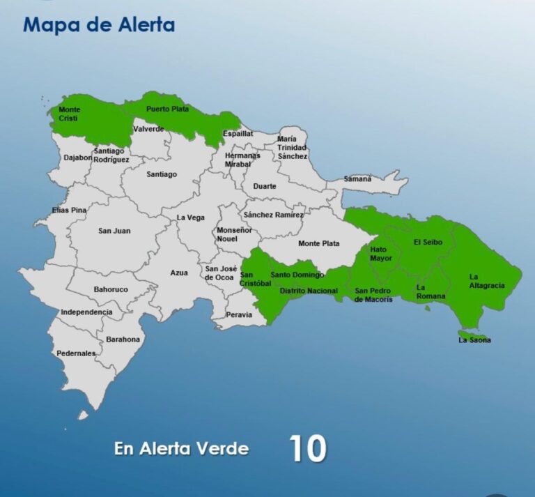 Aumentan a 10 las provincias en alerta verde por lluvias