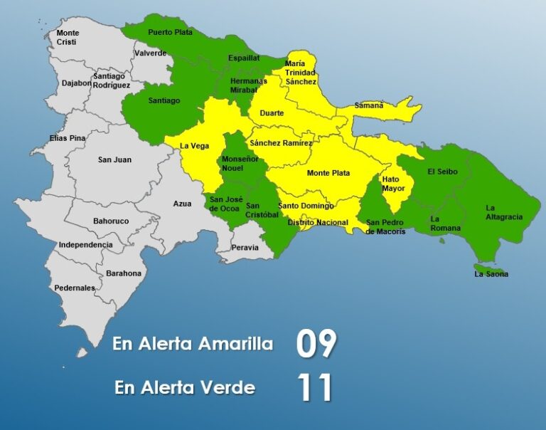 COE mantiene 08 provincias y al DN en alerta amarilla #FVDigital