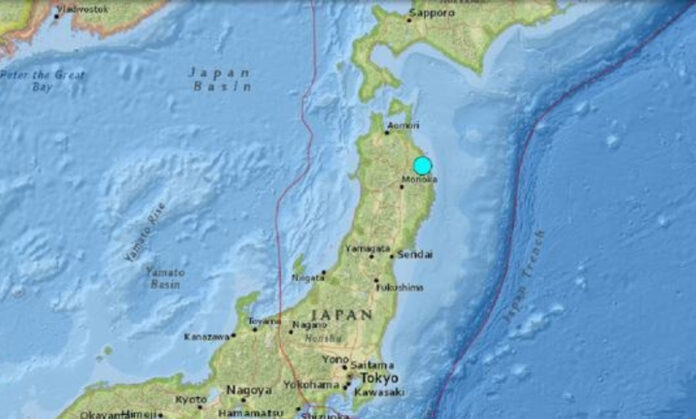 Un terremoto de magnitud 6 sacudió la costa de la prefectura de Iwate, al noroeste de Japón, el 2 de abril de 2024. (Captura de USGS)