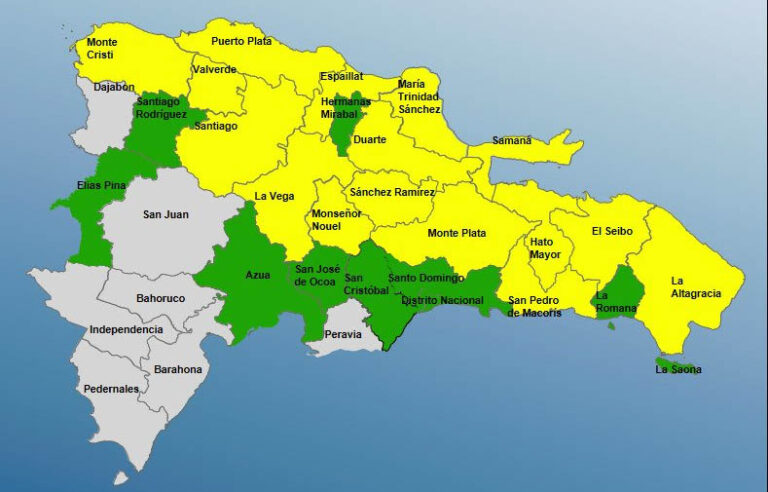 COE mantiene 25 provincias en alerta amarilla