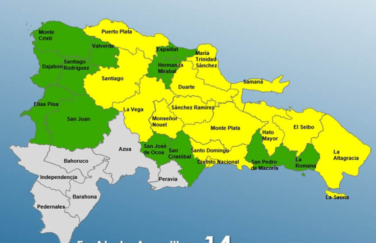 COE incrementa a 14 las provincias en alerta amarilla