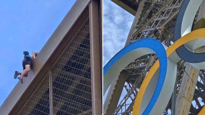 "Hombre araña" semidesnudo obligó a evacuar la Torre Eiffel de París