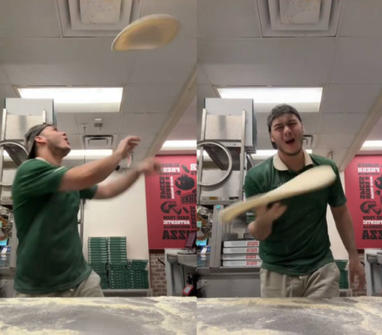 Un joven pizzero sorprende en redes sociales al crear una coreografía con “Umbrella” de Rihanna en la cocina