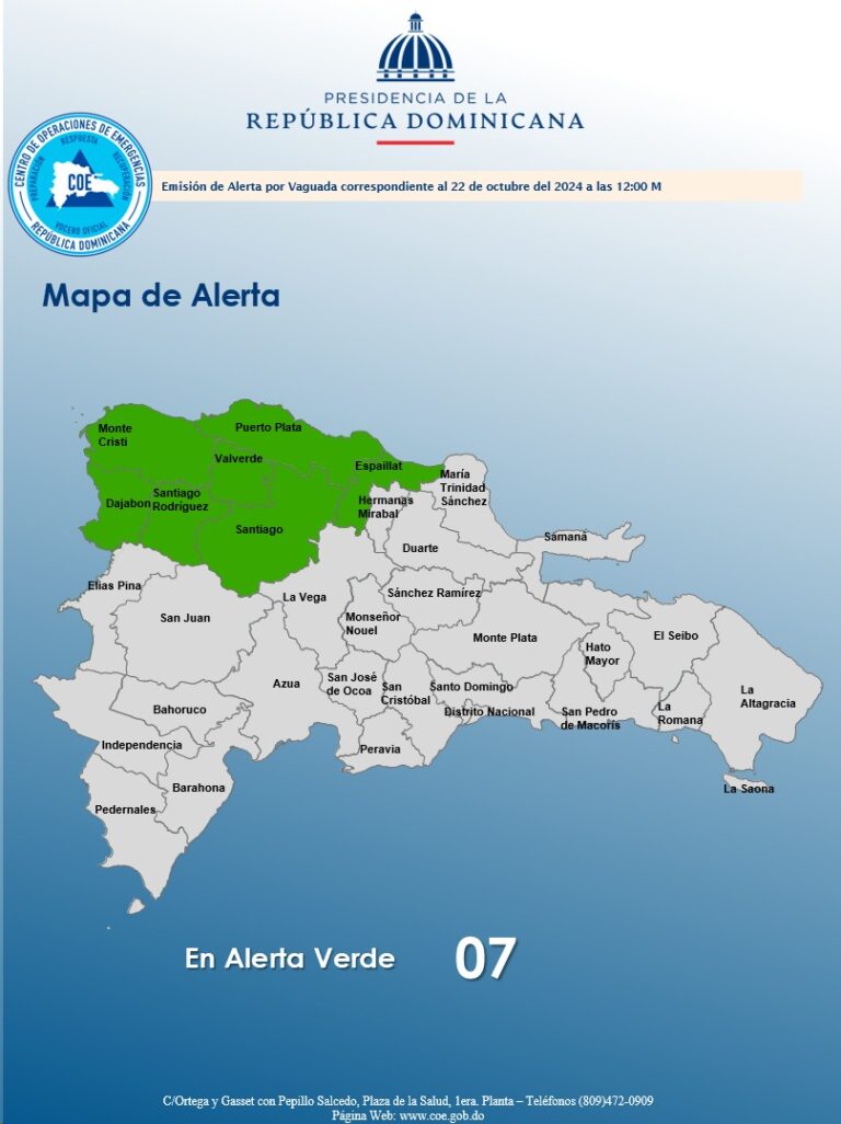 Siete provincias del Cibao bajo alerta por las lluvias