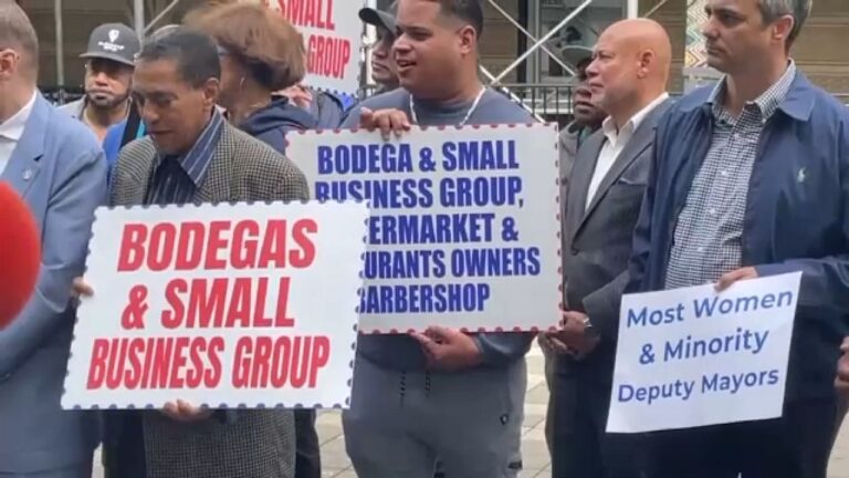 Bodegueros se manifiestan en apoyo al alcalde Eric Adams