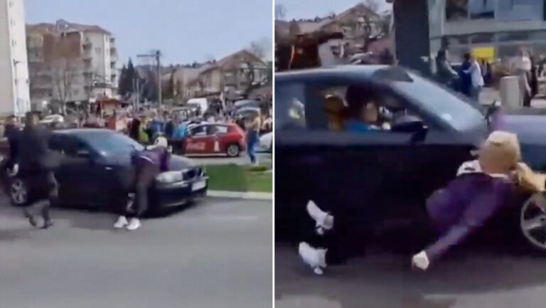 Auto embiste multitud de manifestantes en Serbia y deja a varios heridos