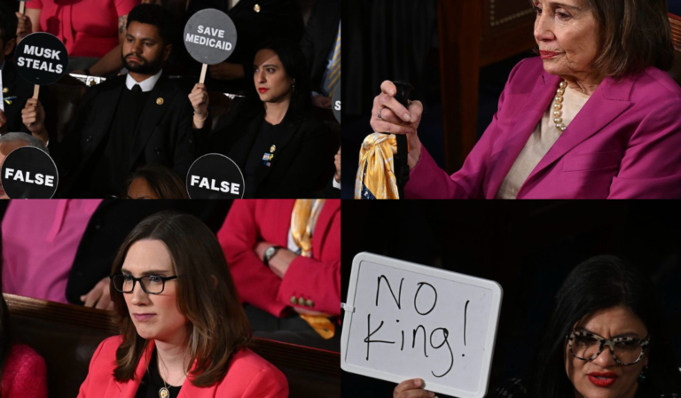 Protestas demócratas durante el discurso de Trump ante el Congreso