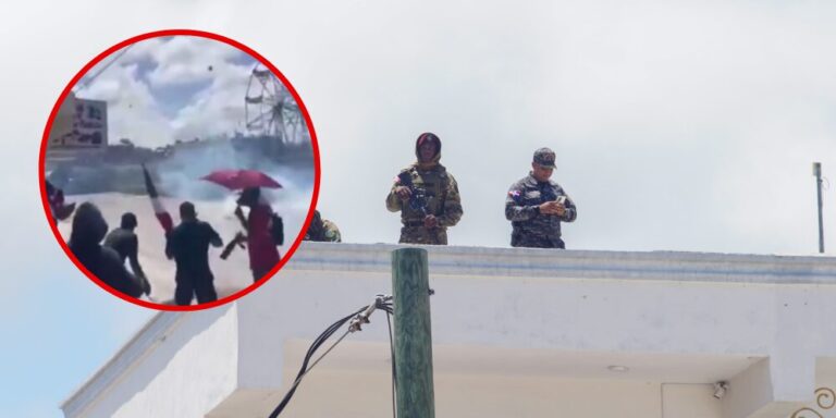 Agentes policiales lanzan bombas lacrimógenas en Friusa