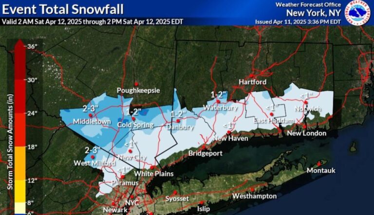 Nieve, lluvia y viento este sábado en Nueva York: sigue la primavera invernal