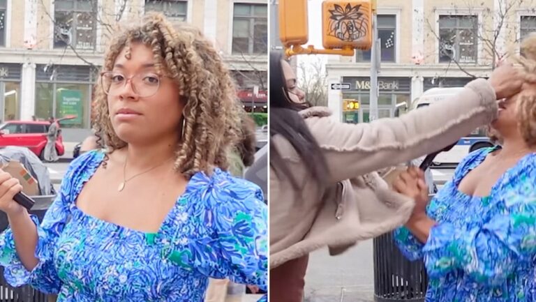 Violeta agresión de mujer proaborto a reportera provida en plena entrevista