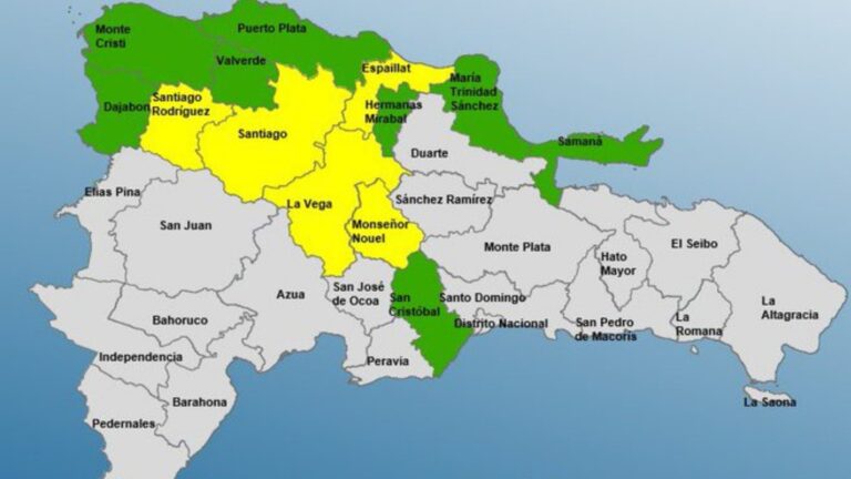 COE emite alerta amarilla en 5 provincias por lluvias