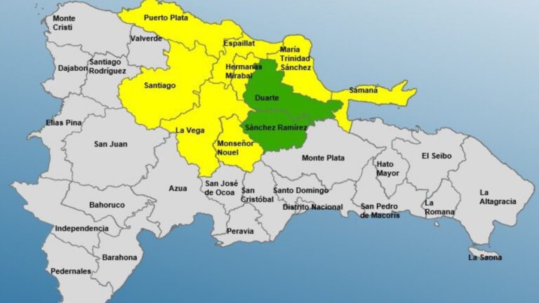 8 provincias en alerta amarilla y 2 en verde tras fortalecimiento de vaguada