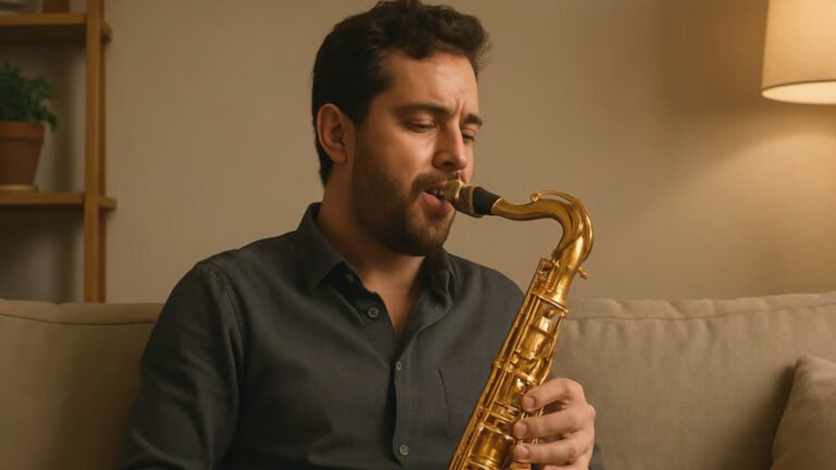 ¡Insólito! Vecinos hartos del ruido de saxofonista cuelgan cartel y se vuelve viral