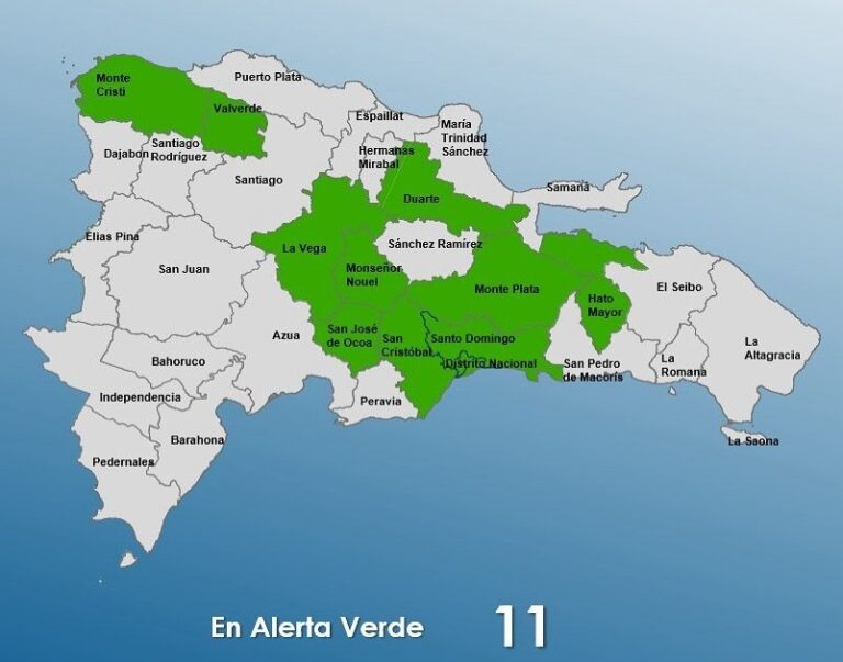 Disminuyen a 11 las provincias en alerta verde por lluvias