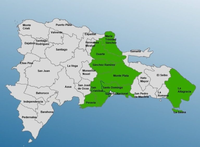Ocho provincias en alerta verde por incidencia de vaguada