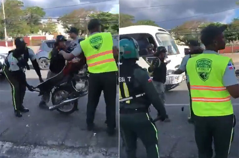 Mujer tras retención de motor
