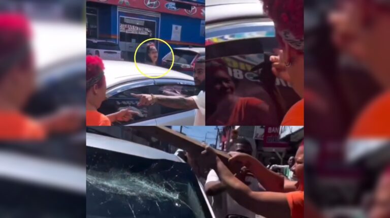 Mujer rompe cristal de vehículo tras enfrentar a su pareja en plena vía #FVDigital #FelixVictorino