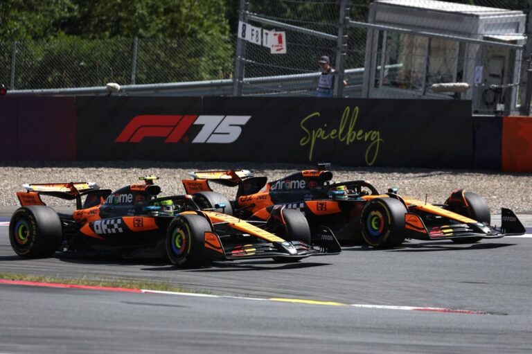 Horner, desconcertado por cómo los McLaren F1 corrieron pegados en Austria #F1 #FVDigital