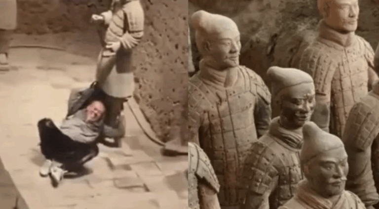 #Salud: Un hombre entra en una zona prohibida de un museo en China y destruye varias estatuas milenarias