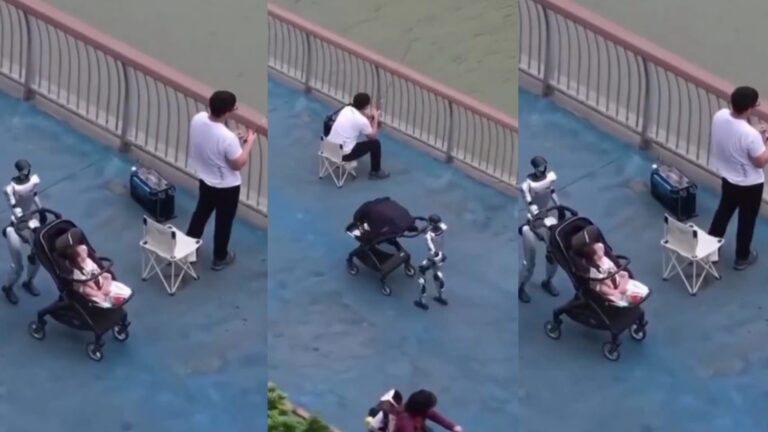 ¿Tierno o preocupante? Robot cuida a un bebé mientras su papá pesca