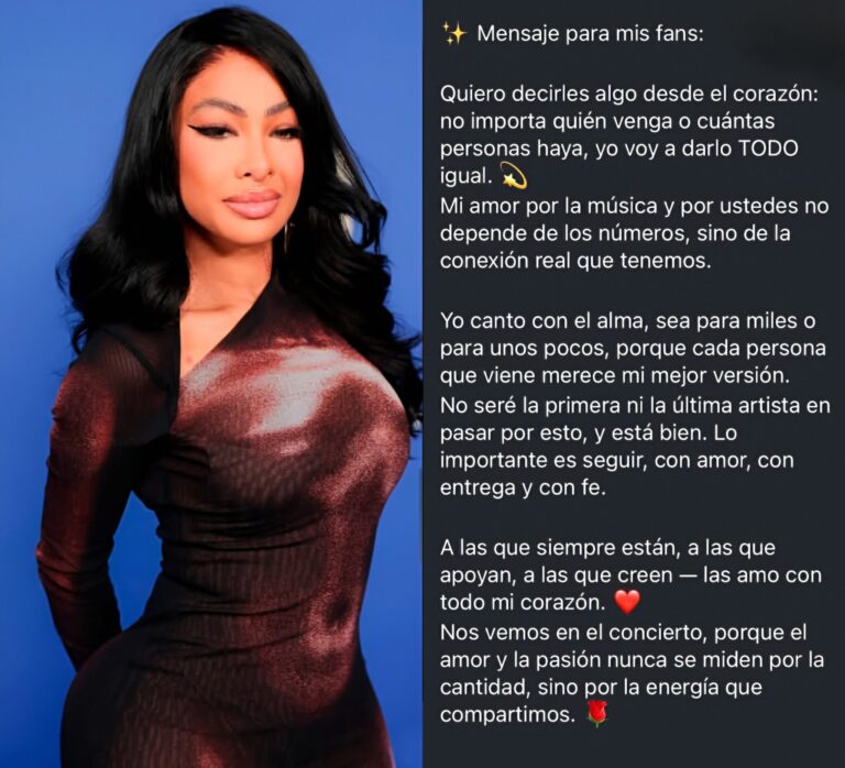 Yailin rompe el silencio y envía emotivo mensaje tras críticas por baja venta de boletas en Puerto Rico