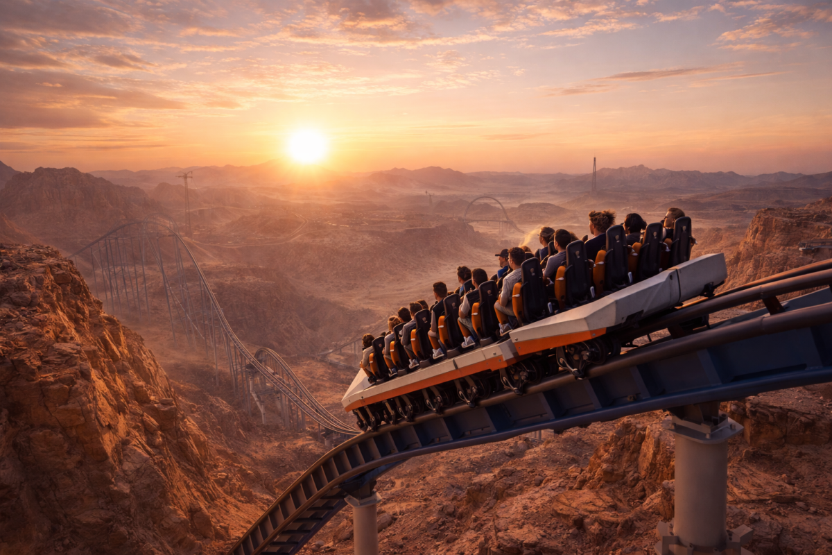 Falcon’s Flight será la montaña rusa más alta, rápida y larga del mundo en Arabia Saudita