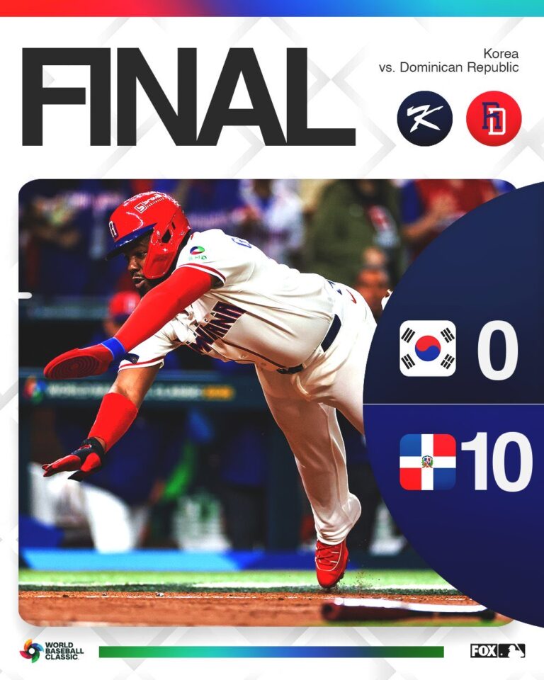 República Dominicana aplasta 10-0 a Corea y avanza a semifinales del Clásico Mundial